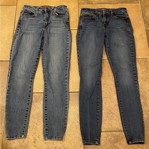Two Pairs Guess Ladies 27  Blue Denim Slim Fitted Rise Logo Jeans